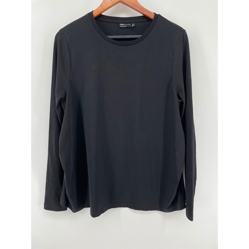 ASOS Design Maternity Top Womens Size 12 Black Organic Cotton Long Sleeve Tee